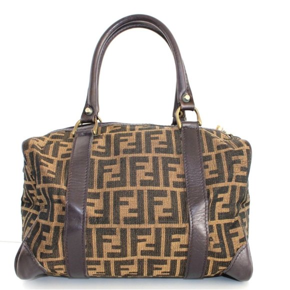 Fendi Zucca VERY RARE Vintage  Boston Bag Canvas with Leather Top Handles - Picture 2 of 12